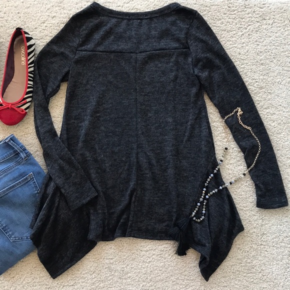 Black Handkerchief Hem Tunic Top - Picture 5 of 7